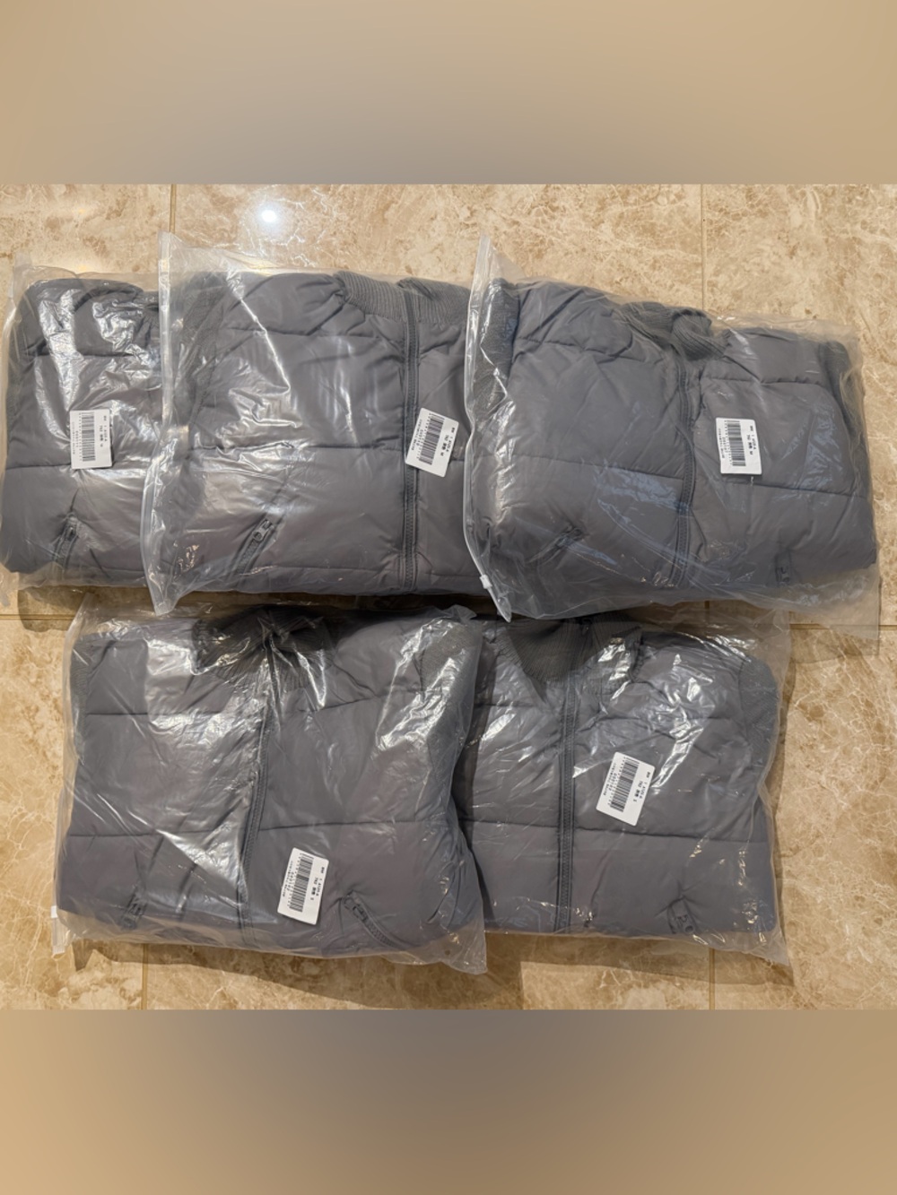 Grey Knitted Crop Puffer Jacket